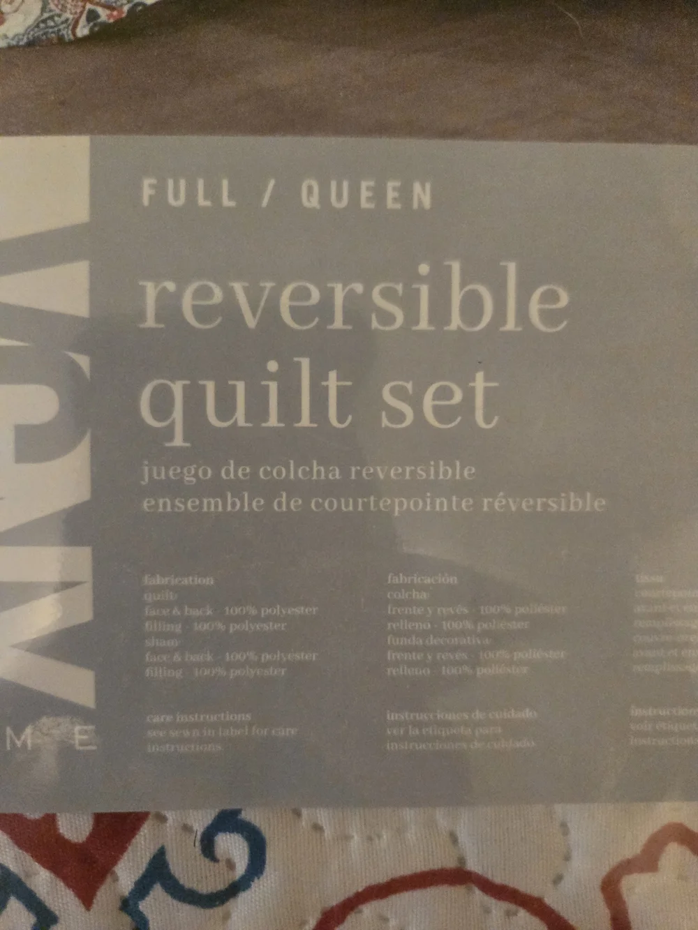 Reversible Quilt Set in Coral, Blue & Yellow